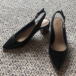 Aldo Black Slingback Leather Heals